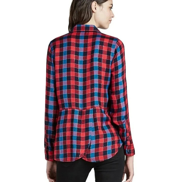 NWT Lucky Brand Red Blue Twill Plaid Casual Buttoned Down Relaxed Fit Shirt XL - Picture 3 of 15